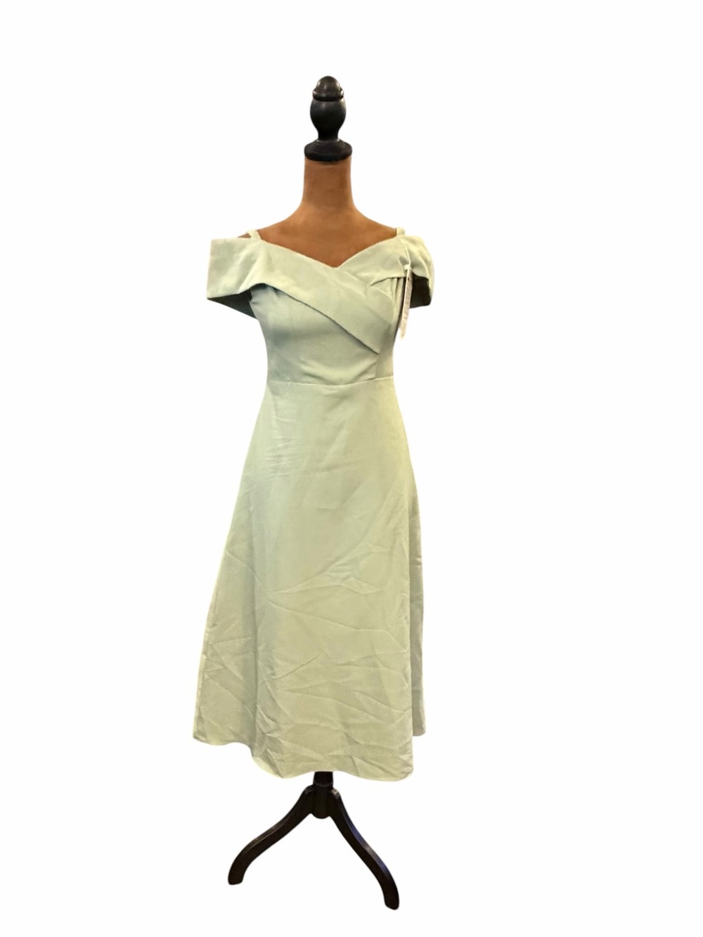 Sage Green Off-the-Shoulder Flare Dress Size Medium NEW Lace Up Back Party Prom
